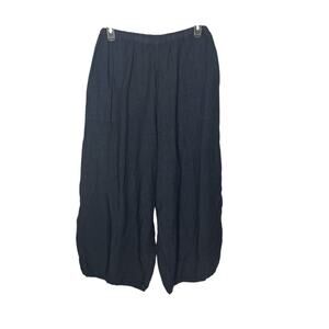 Manuelle Guibal Pants Sz 1 4 Black Wide Leg Lagenlook Minimalist Linen France